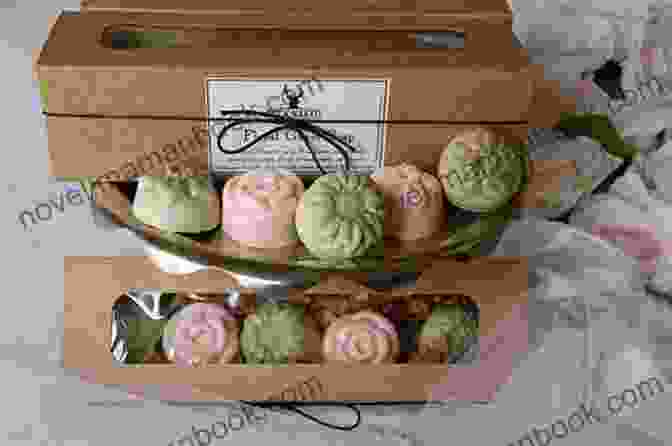 A Beautiful Flowers Soap Basket Filled With A Variety Of Flower Shaped Soaps In Vibrant Colors. Flowers Soap Basket