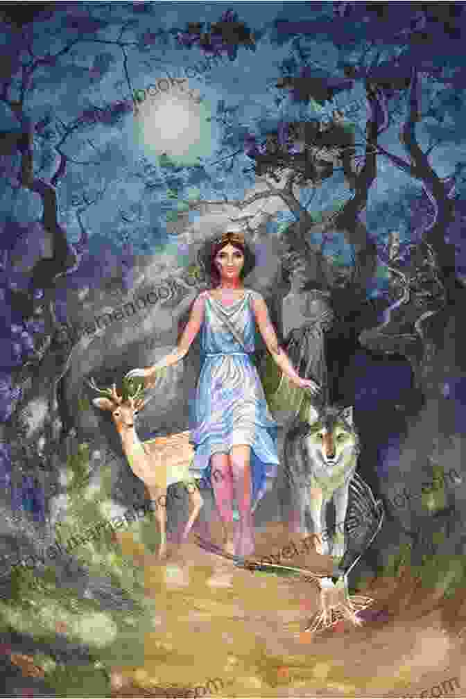 An Illustration Of Artemis, The Goddess Of The Hunt And Wilderness, Armed With A Bow And Arrow And Surrounded By Wild Animals. Homeric Hymns: Illustrated Edition Ancient Greek Hymns Celebrating Individual Gods